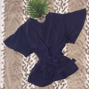 Sienna Sky Navy Tie-Front Blouse